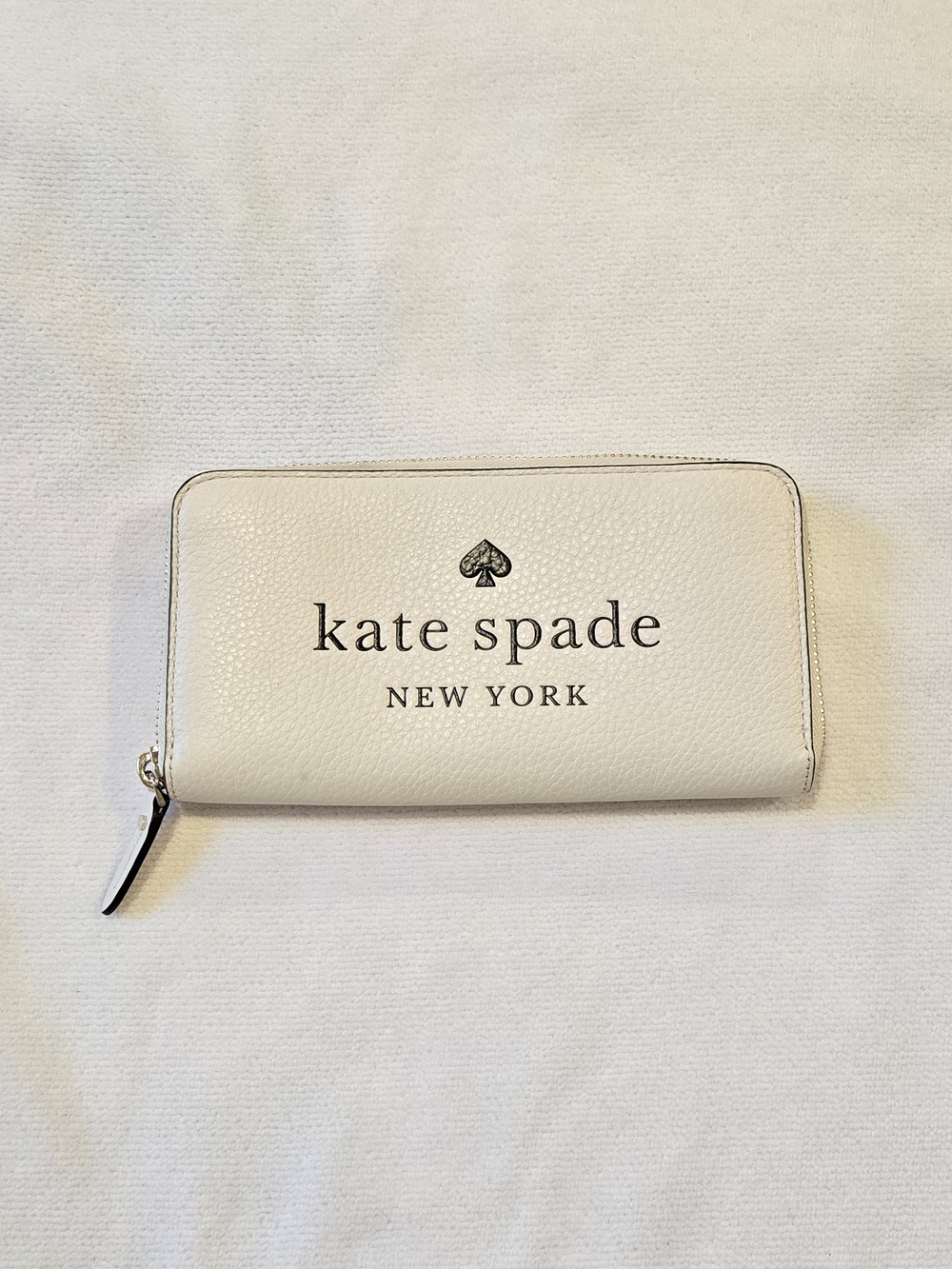 Kate Spade Ella Cream Pebbled Leather Zip Around Wallet